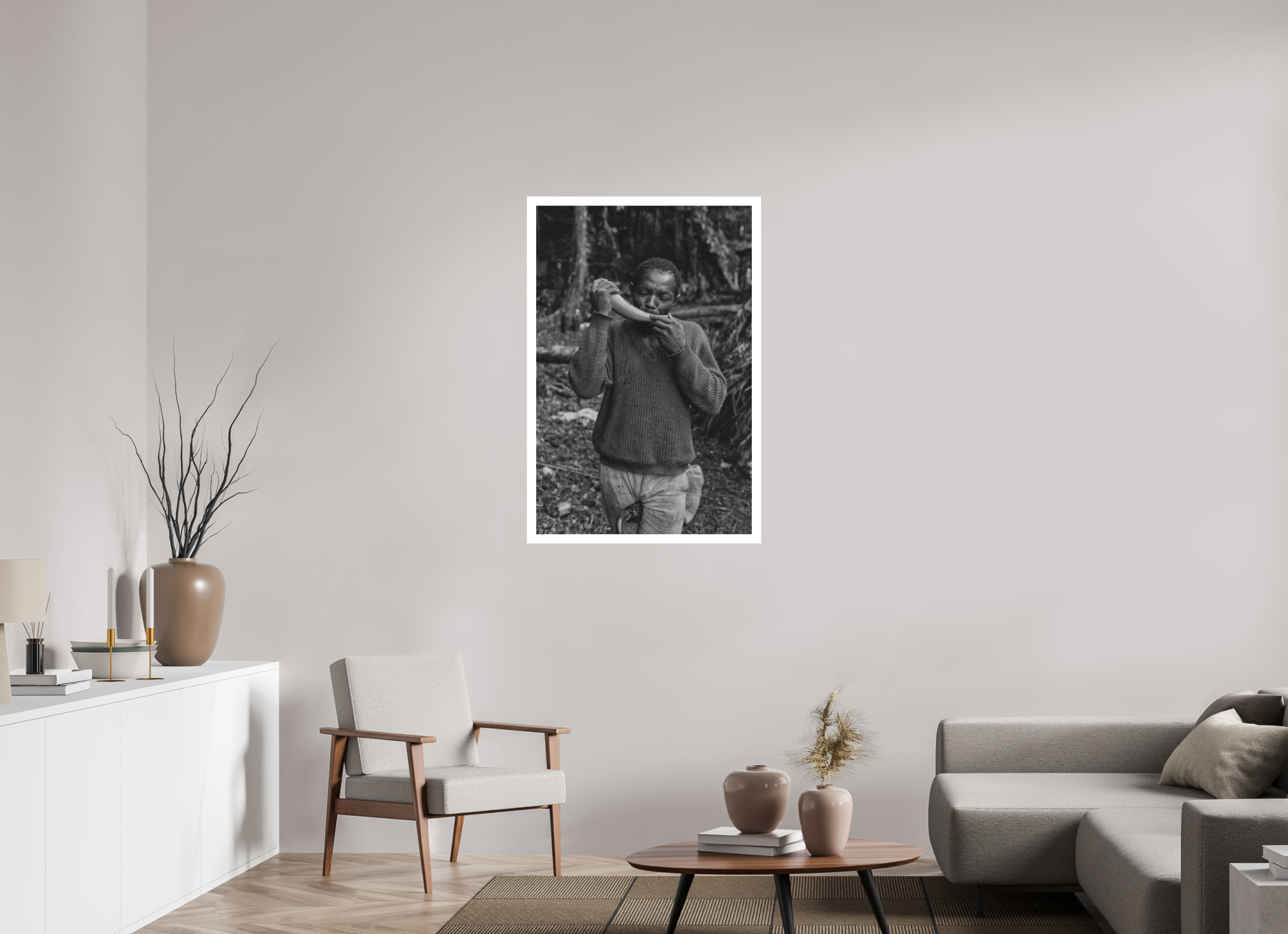 70 x 106.6 cm, Ilford B&W paper, matte, 3 cm white border Abeng - Signal of Resistance