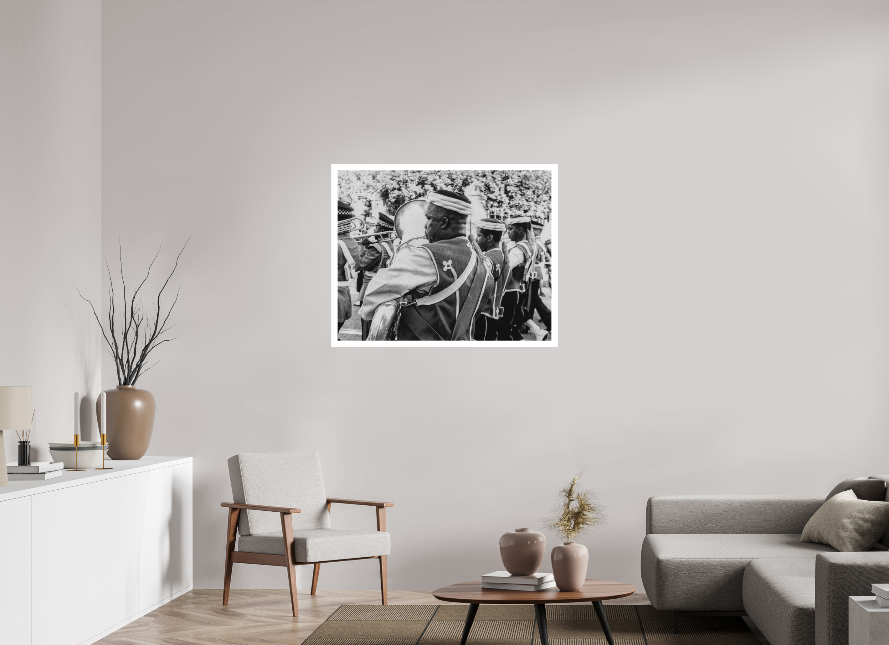 100.5 x 80 cm, Ilford B&W paper, matte 3 cm white border Marching Band of the West India Regiment