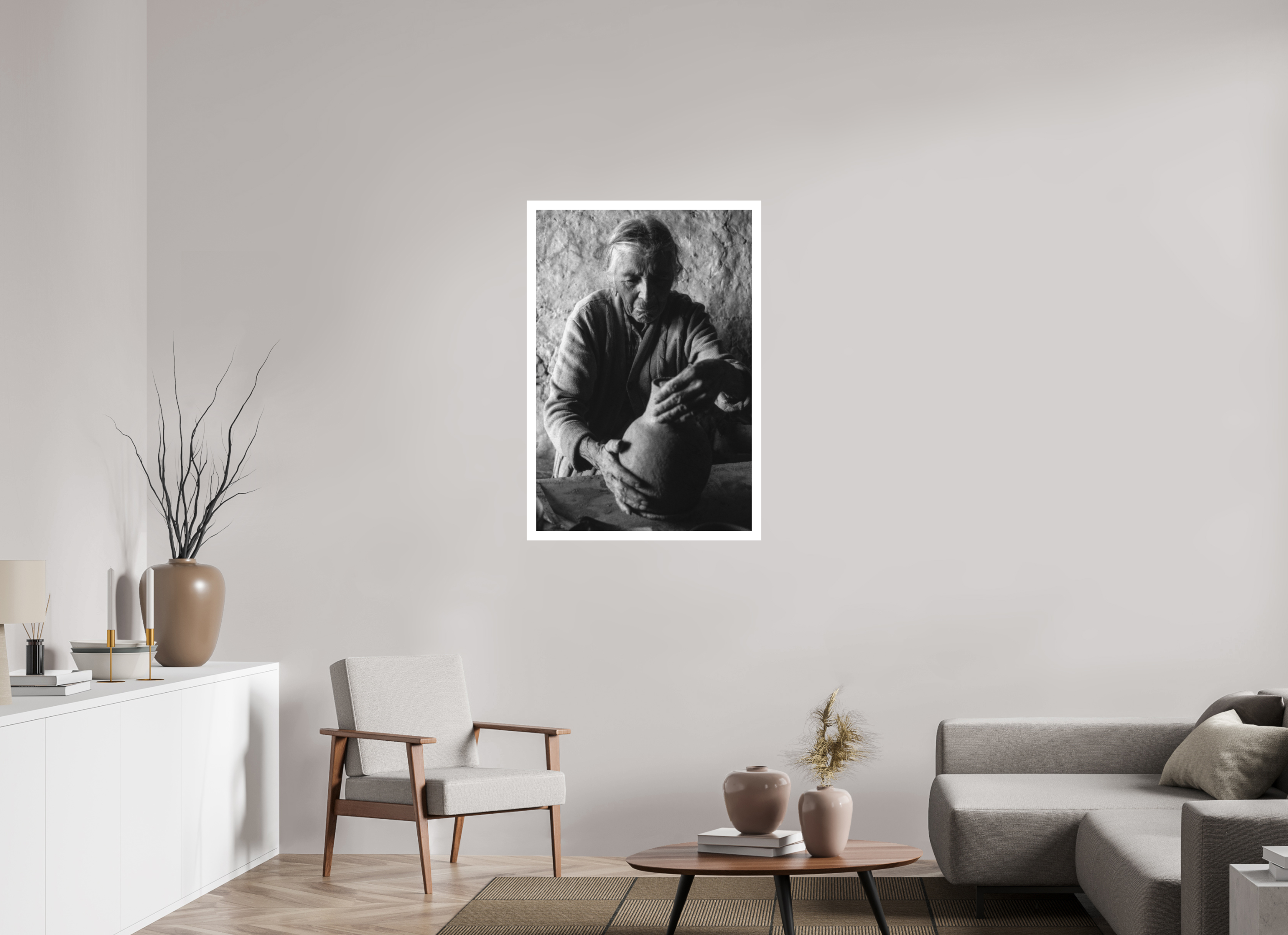 70 x 104.2 cm, Ilford B&W paper, matte 3 cm white border Potter hands